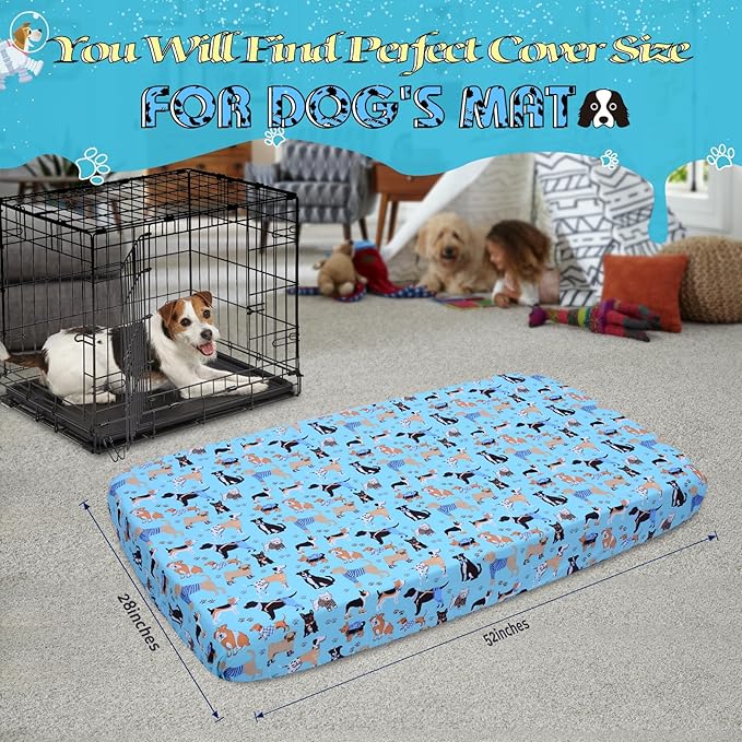 Dog Bed Cover - 52x28x5 Inch Dog Bed Replacement Cover Washable Reusable Dog Bed Liner - dog cotton bed Covers Pet Bed Mattress with Removable Washable Cover