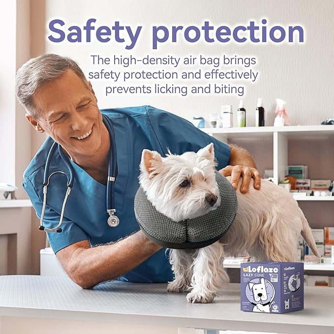 Soft Inflatable Dog Cone Collar for Large Medium Small Dogs Cats After Surgery - Dog Neck Donut, E Collar, Elizabethan Collar Alternatives for Dogs Recovery