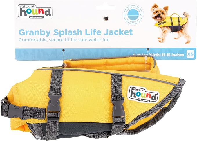 Outward Hound Granby Splash Yellow Dog Life Jacket, XS