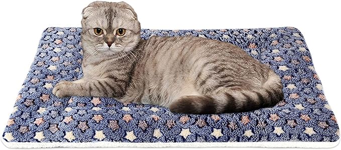 Pet Blanket Premium Fluffy Flannel Cushion Soft and Warm Mat for Dogs Cats Medium Size Animal Blue Stars