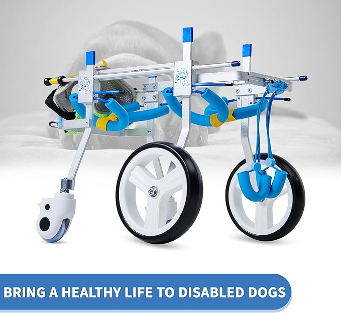 Adjustable 4-Wheel Dog Wheelchair| Pet Wheelchairs with Disabled Hind Legs Walking|Full Support Dog wheelchairs (7-Size) (S)