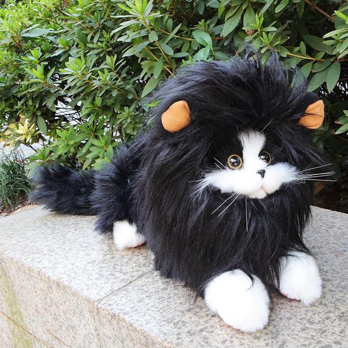 Lion Mane Wig for Cat Costume Pet Adjustable Washable Comfortable Fancy Lion Hair Cat Clothes Dress for Halloween Christmas Easter Festival Party Activity (Small, Black)