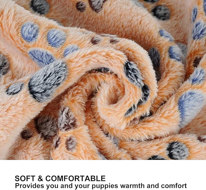 1 Pack 3 Puppy Blankets Super Soft Warm Sleep Mat Paw Print Blanket Fluffy Premium Fleece Pet Blanket Flannel Throw Dog Blankets for Small Dogs Puppy Cat -Brown Paw,Small(23"x15")