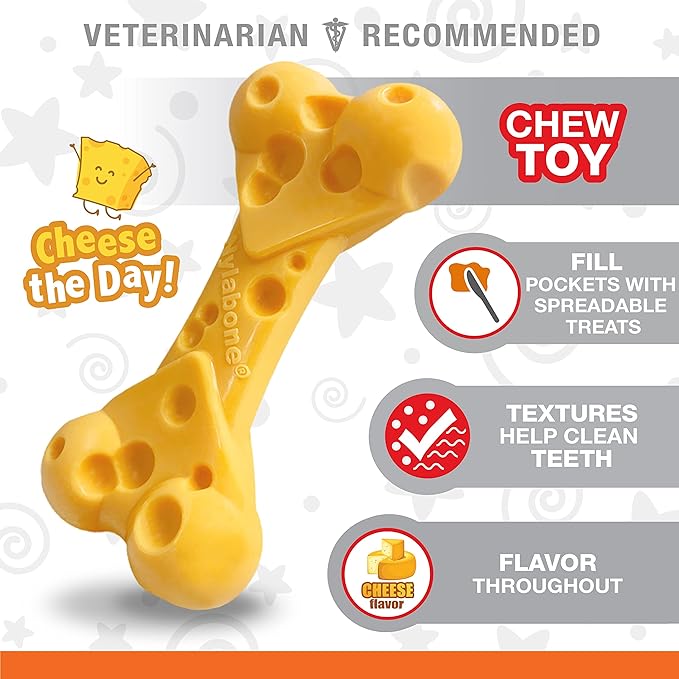 Nylabone Power Chew Cheese Dog Chew Toy - Fun & Cute Dog Toys for Aggressive Chewers - Durable Dog Toys - X-Large/Souper (1 Count)