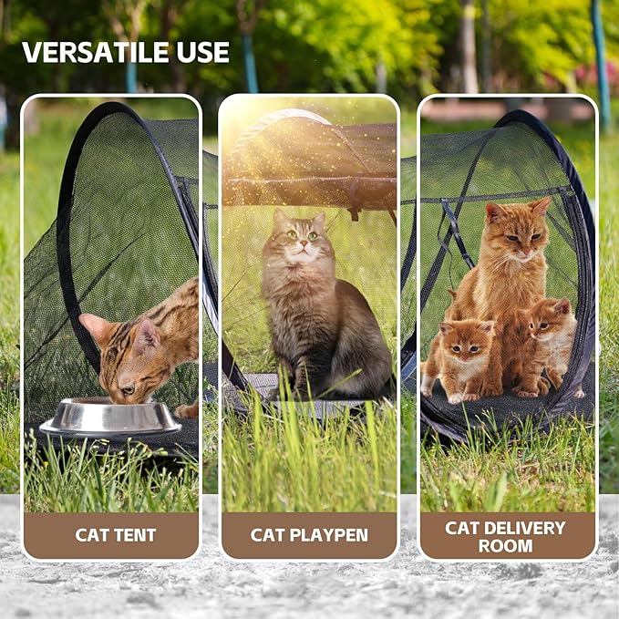 Pop-up Cat Tent, Portable Pet Playpen for Outdoor&Indoor,Outdoor Cat Enclosures - Cat Playpen for Camping,Traveling,Sunbathing