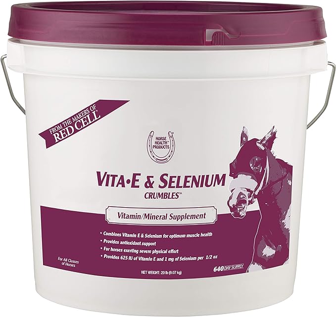 Farnam Horse Health Vita E & Selenium Crumbles Horse Vitamin Supplement, Supports optimal muscle health and antioxidant support, 20 lbs., 640 day supply