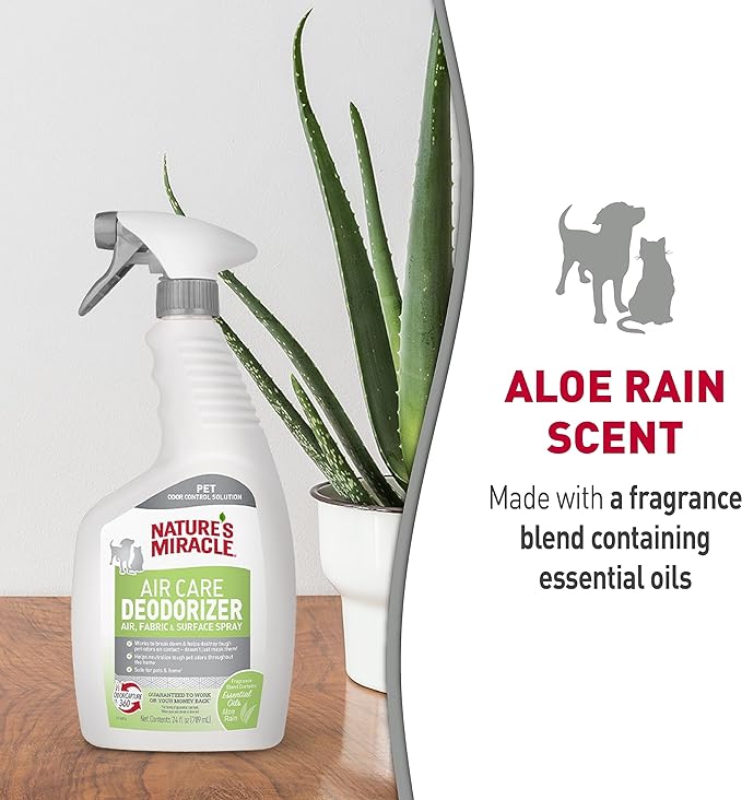 Nature’s Miracle Air Care Deodorizer Air, Fabric and Surface Spray Aloe Rain Scent, 24 Ounces, Pet Odor Eliminator