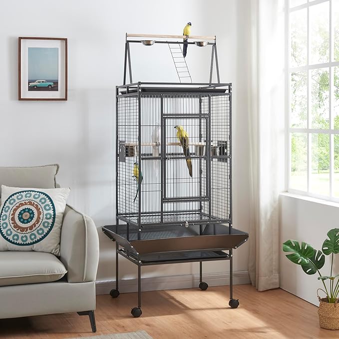 Panana Large Bird Cages Parrot Cage Wide Flight Metal Animal Cage for Budgie Parakeet Conure with Rolling Stand Wheels (69 inch Height)