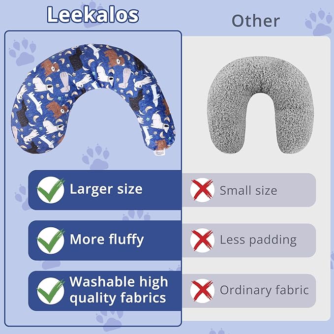 Leekalos Dog Pillow, Dog Calming Pillow for Large and Medium Dogs, U Shaped Dog Neck Pillow for Joint Relief Sleeping Improve, Machine Washable Pet Pillow for Small Dogs Cats Pet Calming Toy