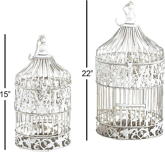Deco 79 82677 Birdcage, 15", 18"H, White