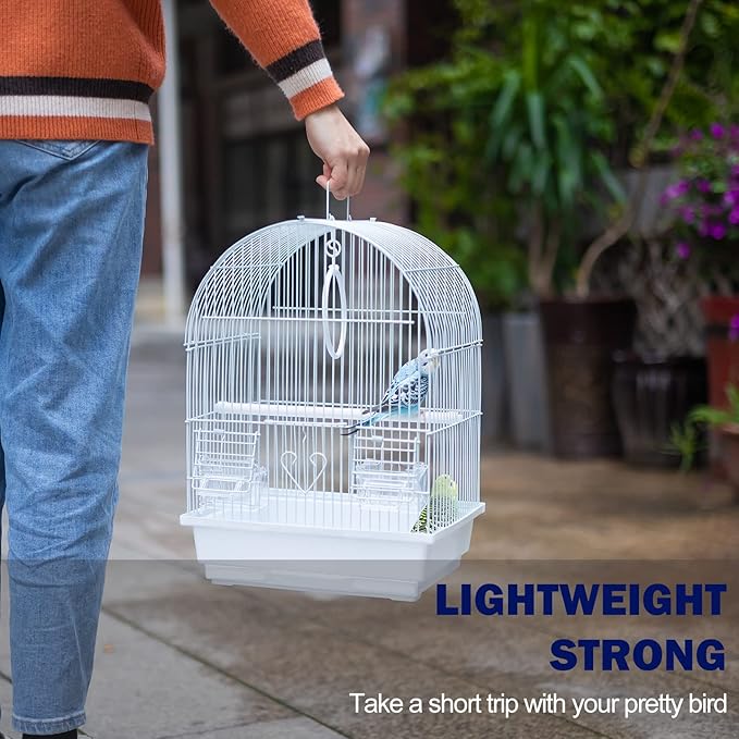 Small Bird Travel Cage - Lightweight Small Birds Starter Kit with Birdcages and Accessories Great for Parakeets Lovebirds Parrotlets Finches Canaries