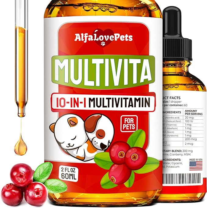 Dog Vitamins and Supplements ✿ Cat Multivitamin ✿ Cat and Dog Supplements & Vitamins ✿ Multivitamins for Dogs ✿ Hip & Joint Pet Vitamins ✿ Vitamin C for Dogs ✿ Vitamin B12 for Cats ✿ Made in USA ✿ 2Oz