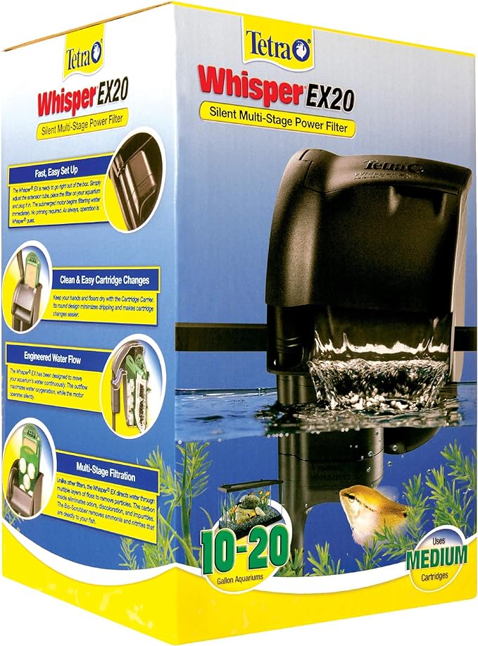 Tetra Whisper EX Silent Multi-Stage Power Filter for Aquariums, 10-20 Gallons