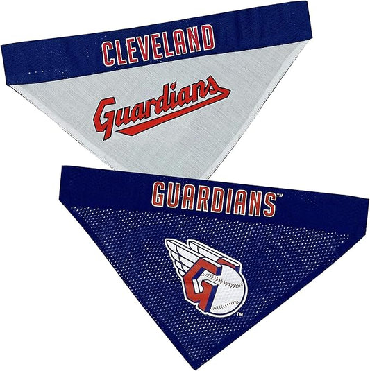 Pets First MLB Cleveland Guardians Reversible Bandana Large/X-Large for Dogs & Cats. 2 Sided Sports Bandana,Premium Embroidery Team Logo-2 Sizes & All MLB Teams Available,Team Color,CLG-3217-L-XL