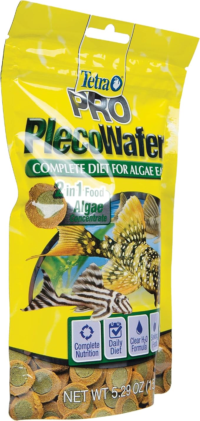 Tetra PRO PlecoWafers 5.29 Ounces, Nutritionally Balanced Vegetarian Fish Food for Bottom Feeders, Concentrated Algae Center