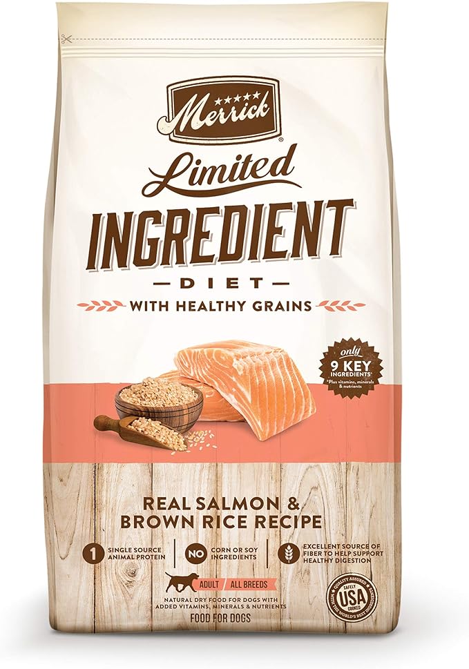 Merrick Limited Ingredient Diet Premium And Natural Kibble With Healthy Grains, Salmon And Brown Rice Dog Food - 22.0 lb. Bag