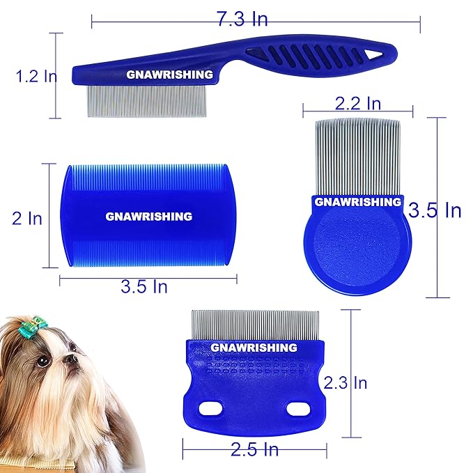 Flea Comb 4Pcs with High Strength Teeth Pet Tear Stain Remover Combs, Pet Dog Cat Grooming Comb Set Effective Float Hair Remover