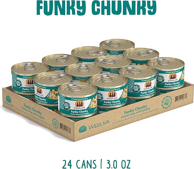 Weruva Classic Cat Food, Funky Chunky Chicken Soup with Pumpkin in Chicken Soup, 3oz Can (Pack of 24)