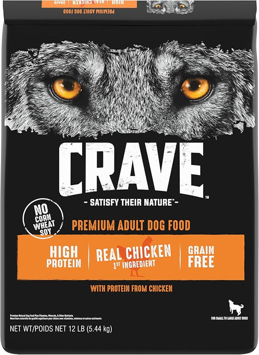 CRAVE Grain Free High Protein Adult Dry Dog Food, Chicken, 12 lb. Bag