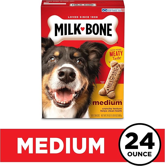 Milk-Bone Original Dog Treats for Medium Dogs, 24 Ounce, Crunchy Biscuit Helps Clean Teeth (Pack of 2)