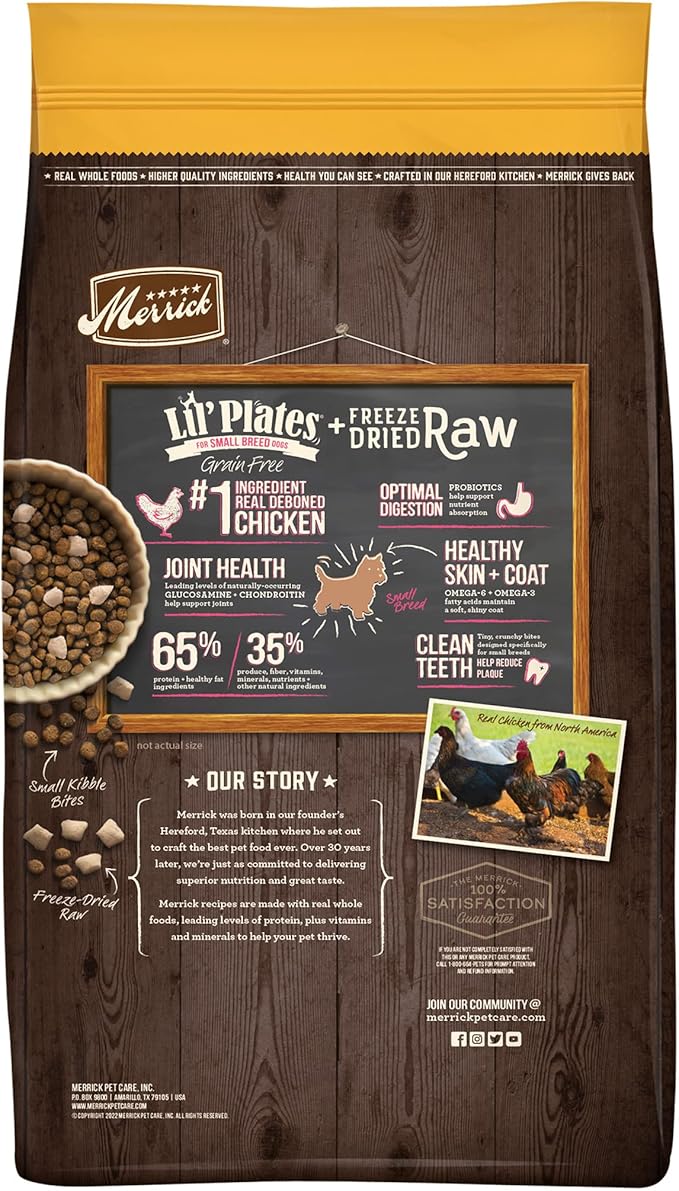 Merrick Lil’ Plates Grain Free Dry Dog Food For Small Dogs, Chicken And Sweet Potato Kibble With Raw Bites - 10.0 lb. Bag