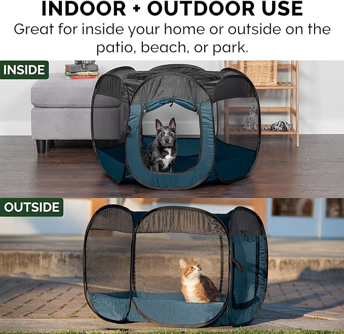 Furhaven Pop Up Playpen Pet Tent Playground - Sailor Blue, Small