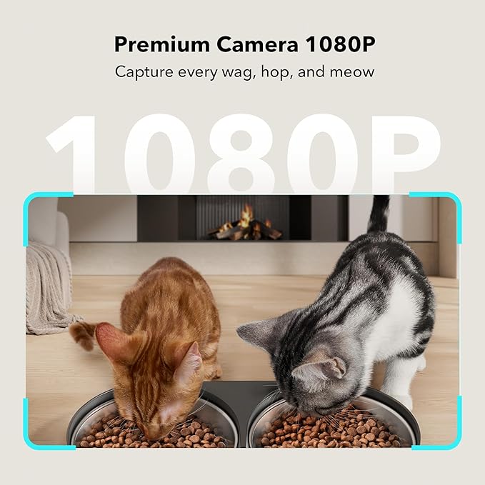 PETLIBRO Automatic Cat Feeder with Camera for Two Cats, 1080P HD Video with Night Vision, 5G WiFi Pet Feeder with 2-Way Audio for Cat & Dog, Low Food & Motion & Sound Alerts, Dual Tray, Black 5L