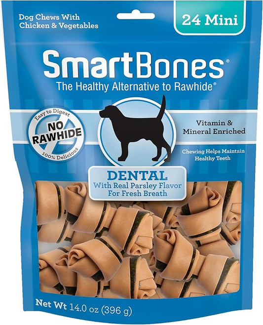 Smartbones SBD-00222 Rawhide-Free Dental Dog Chew, Vegetable & Chicken Dog Chew,Mini | 24 Count