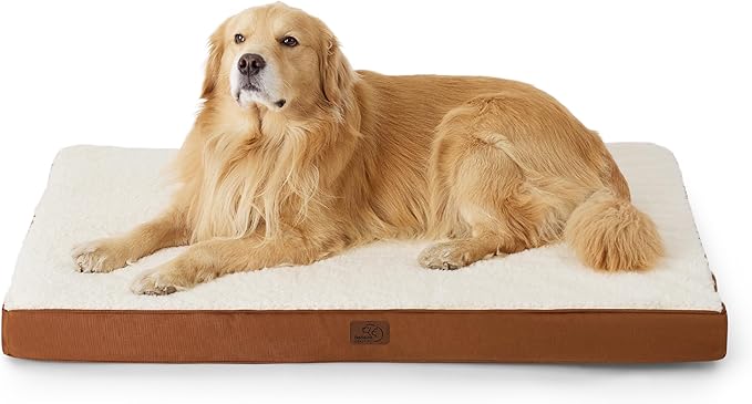 Bedsure Extra Large Dog Bed - XL Orthopedic Waterproof Dog Beds with Removable Washable Cover for Extra Large Dogs, Egg Crate Foam Pet Bed MatDark Khaki