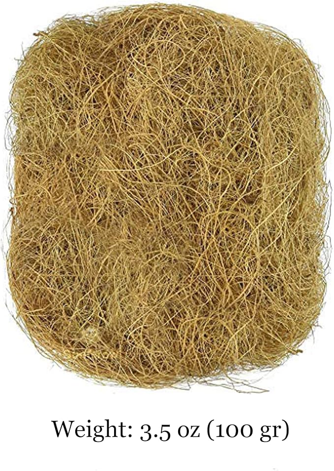 SunGrow Finch Coconut Fiber, Loose Bedding Substrate for Birds Nest Cages, Nesting Material for Budgie Hummingbird Canary Parakeet, 1.5 oz