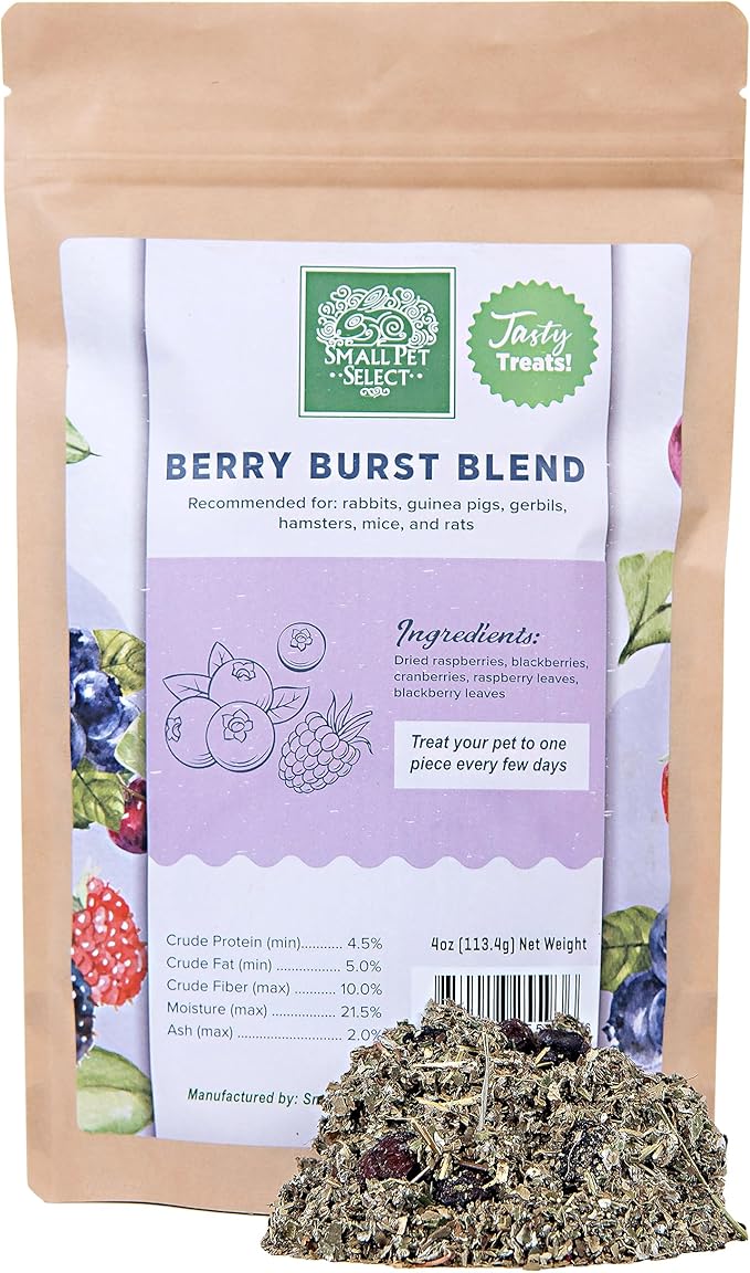 Small Pet Select - Berry Burst Blend, a Natural Treat for Rabbits, Guinea Pigs, Gerbils, Hamsters, Mice, and Rats, 4oz