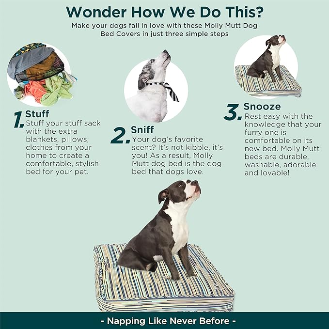 Molly Mutt Medium To Large Dog Bed Cover - I Don't Like Mondays Print - Measures 27”X36”X5’’- 100% Cotton - Durable - Breathable - Sustainable - Machine Washable Dog Bed Cover