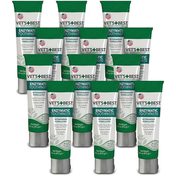 Vet's Best Enzymatic Dog Toothpaste - Teeth Cleaning and Fresh Breath Dental Care Gel - Vet Formulated - 3.5 oz Tubes (12 pack)