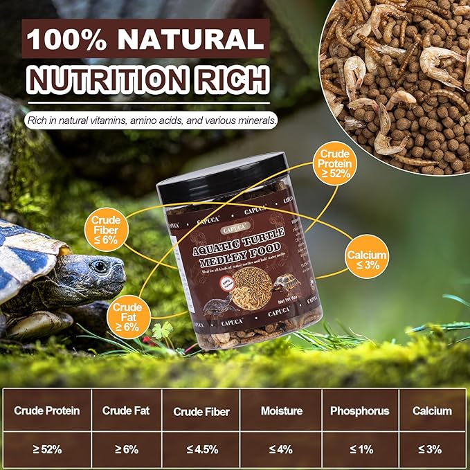 Aquatic Turtle Medley Treat Food - Turtle Nutri Stick Freeze Dried Shrimp Dried Mealworms for Turtles Newts Frogs (6 OZ)