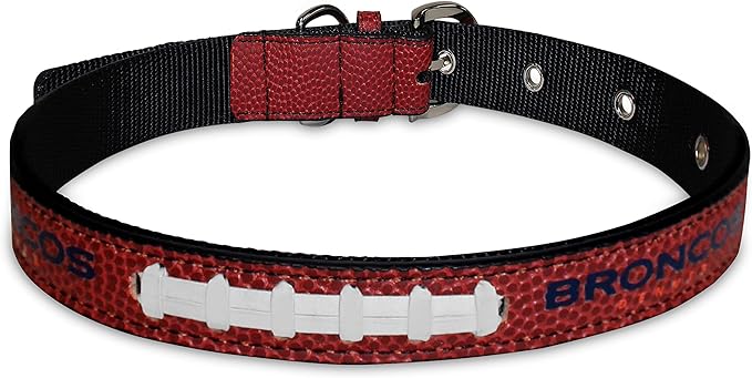 Pets First Tough Leather Pet Collar NFL Denver Broncos Premium Dog Collar, Limited Edition, Size Small. Best & Strongest Heavy-Duty Dog Collar!, Small (12-15"" Long & 0.75"" Wide) (DEN-3081-SM)