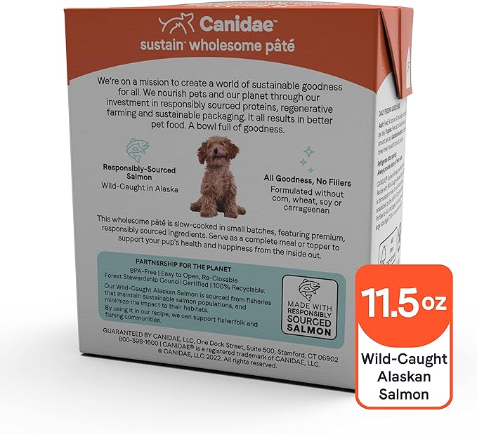 CANIDAE Sustain Wholesome Pates Premium Recipe with Wild-Caught Salmon Dog Wet (12) 11.5 oz.