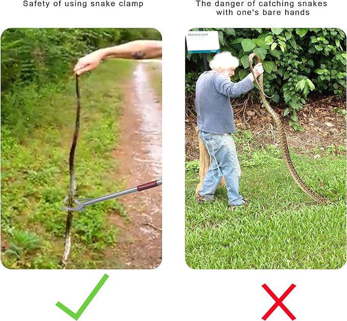 50" Snake Grabber Tool,Collapsible 3 Sections Snake Stick,Folded 17 Inch Snake Tongs Per Section,Snake Catcher Grabbers for Rattlesnakes,Snake Pole Handling Tools,Long Reach Grabber for Many Scenarios