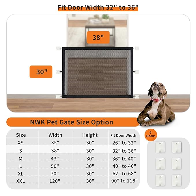NWK Magic Pet Gate for The House Stairs Providing a Safe Enclosure for Pets to Play and Rest, 6 Loops Design (30''X38'')