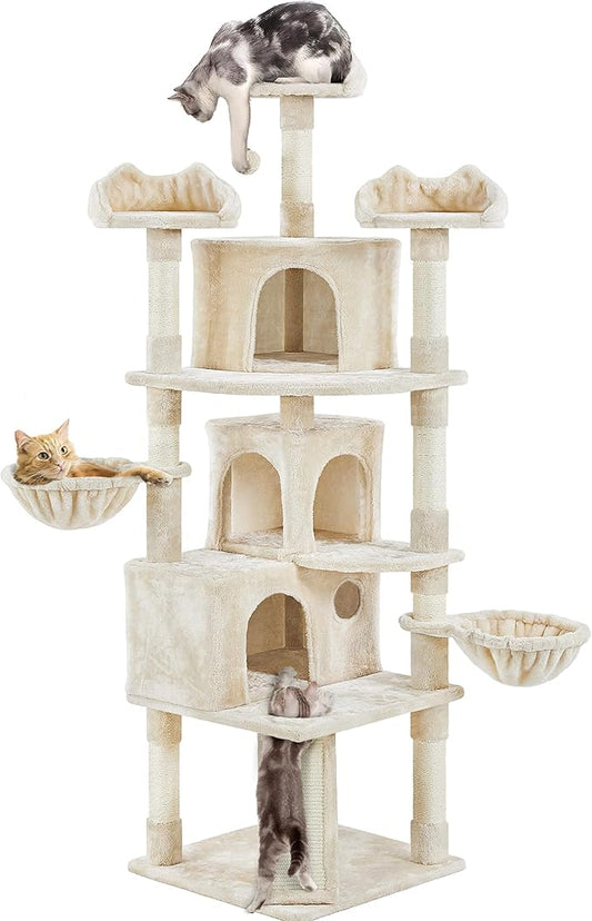 Yaheetech 76.5in Cat Tree Cat Tower with 3 Condos, 3 Cozy Perches, 9 Scratching Posts, 2 Baskets, Dangling Ball, Pet Bed Furniture Activity Center for Indoor Cats and Kittens