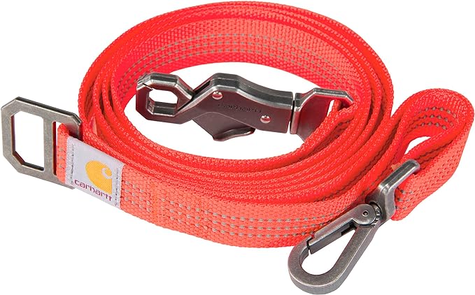 Carhartt Pet Durable Nylon Webbing Leashes for Dogs, Reflective Stitching for Visibility, Coral Glow, Large