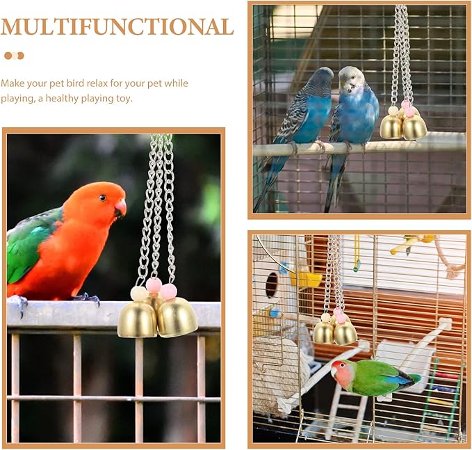 LUOZZY Stainless Steel Pet Parrot Bell Toy for Bird Parrot Parakeets Hanging Small Bird Toys Hanging Bell Ornaments