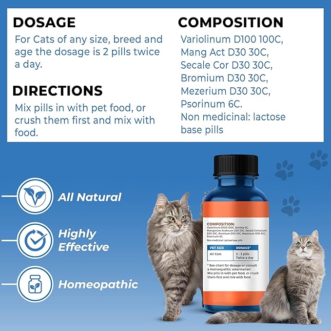 BestLife4Pets 2 Packs Demodectic Mange and Scabies Relief for Cats - Ear Mites & Itch Relief Supplements for Cat Itching Relief - Restores Healthy Feline Coat and Skin - Easy to Use Natural Pills