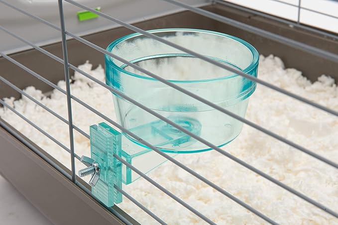 Lixit Quick Lock Removable Cage bowls for Rabbits, Birds, Dogs, Cats, Gunea pigs and Other Small Animals. (Aqua, 20oz)