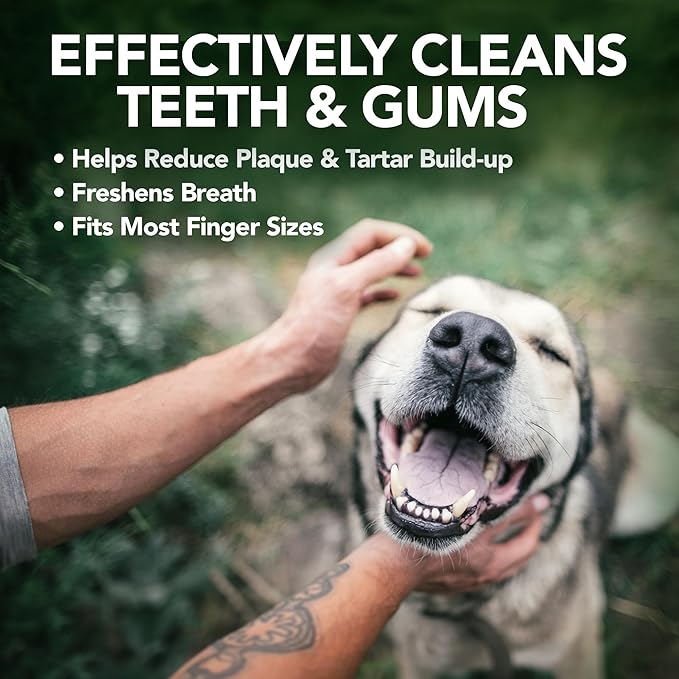 Vet's Best Dental Care Finger Wipes - Reduces Plaque & Tartar Build Up - Freshens Breath - Teeth Cleaning Finger Wipes for Dogs & Cats - 50 Count