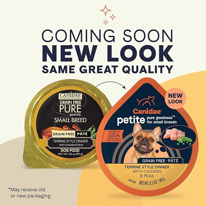 Canidae Pure Petite Small Breed Cup Pate with Chicken & Peas Dog Wet, 3.5 Oz (Pack of 12)