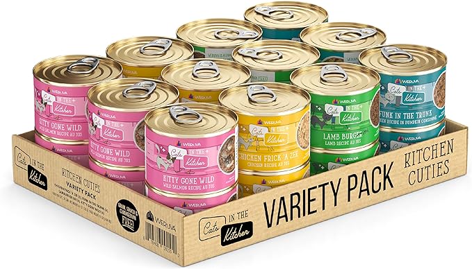 Weruva Cats in The Kitchen, Kitchen Cuties Variety Pack, Wet Cat Food, 6oz Cans (Pack of 24)