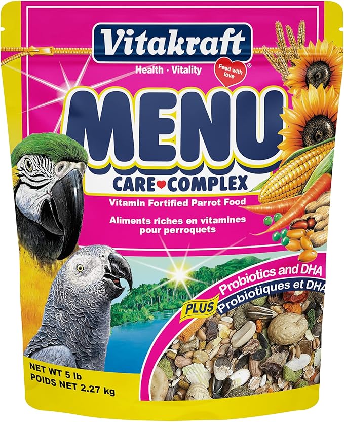 Vitakraft Menu Premium Parrot Food - Vitamin-Fortified - Macaw, Amazon, Conure, and Parrot Food for Large Birds 5 Pound (Pack of 1)