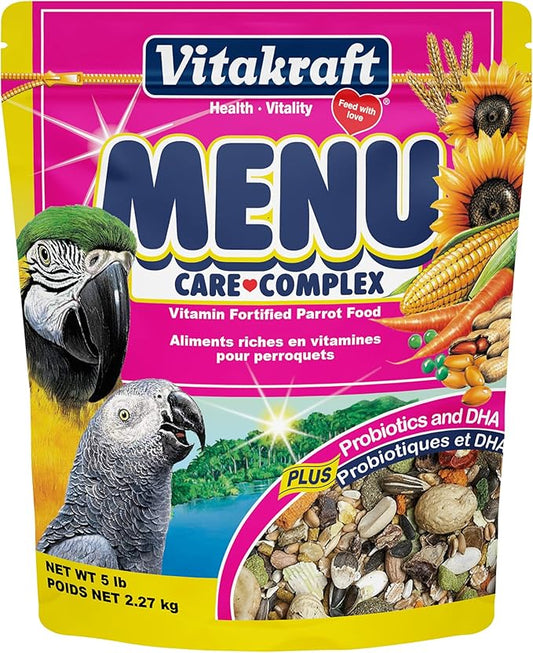 Vitakraft Menu Premium Parrot Food - Vitamin-Fortified - Macaw, Amazon, Conure, and Parrot Food for Large Birds 5 Pound (Pack of 1)