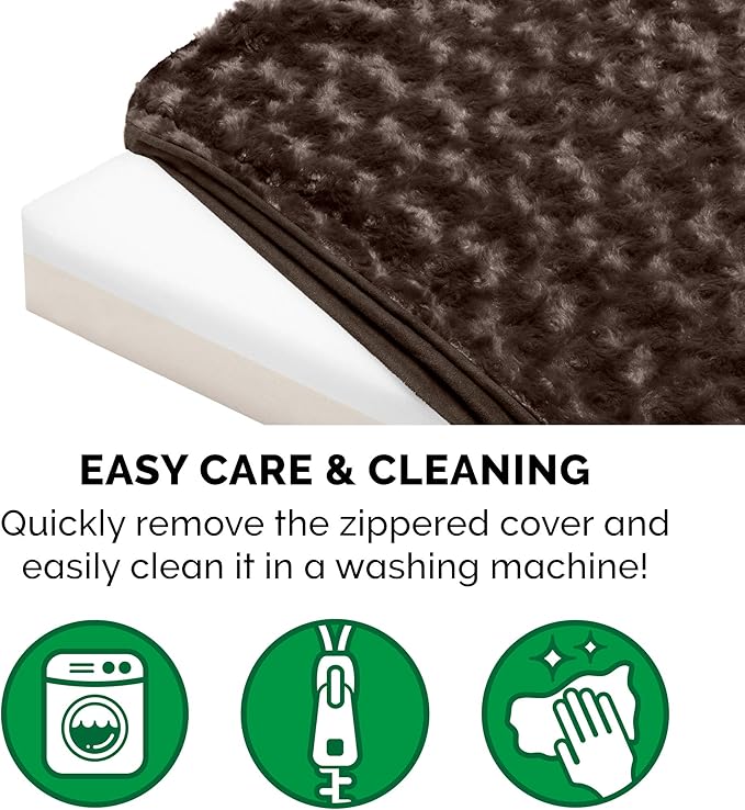 Furhaven Memory Foam Dog Bed for Large Dogs w/ Removable Washable Cover, For Dogs Up to 125 lbs - Ultra Plush Faux Fur & Suede Mattress - Chocolate, Jumbo Plus/XXL