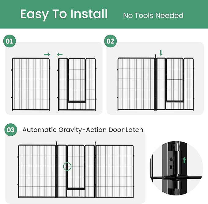 Simple Deluxe Dog Playpen, 40" Height 8 Panels Fence with Anti-Rust Coating, Metal Heavy Portable Foldable Dog Pen for Medium/Large Dogs RV Camping, Black